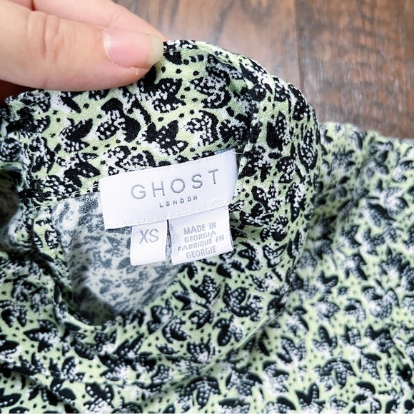 Ghost London • Luella Dress midi puff sleeve Sophie leaf print rayon - Picture 4 of 13